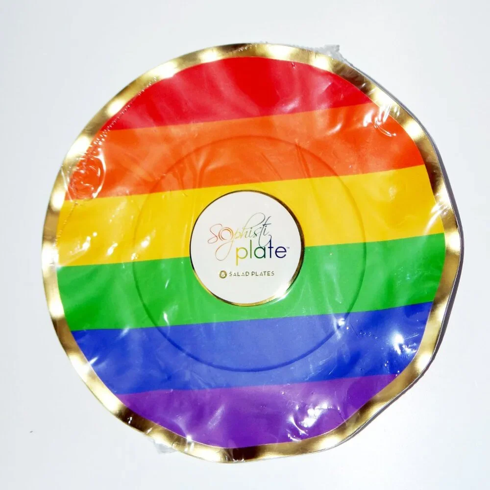 Love is Love Settings for 16 Dinner & Salad Plates, 40 Napkins Rainbow Pride NEW
